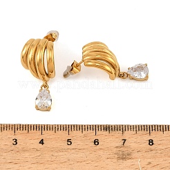 Boucles d'oreilles pendantes en acier inoxydable 304 serties d'un seul zircon cubique pavé&nbsp;SA-CBAABBA-17G