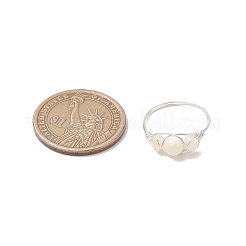 Runde Fingerringe aus natürlicher Muschel&nbsp;RJEW-JR00848-02