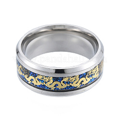 Bague dragon en acier inoxydable 201 à paillettes anti-ternissement pour femme&nbsp;RJEW-N043-25P