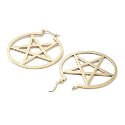 Bague en acier inoxydable 304 avec boucles d'oreilles créoles en forme d'étoile pour femme&nbsp;LS-EJEW-R156-04G