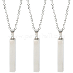 12 ensemble de 201 colliers pendentifs rectangulaires en acier inoxydable&nbsp;NJEW-SC0001-59