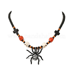 Collane con ciondolo a ragno in lega smaltata per Halloween&nbsp;NJEW-TA00278
