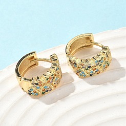 Boucles d'oreilles créoles en laiton avec micro pavé de zircons cubiques&nbsp;EJEW-A132-10G-01