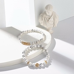 Set di bracciali elastici con perline rotonde di howlite naturale&nbsp;BJEW-JB06980-01