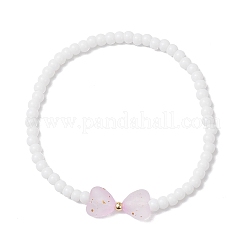 6 bracciale elastico con perline rotonde in vetro opaco di 6 colori&nbsp;BJEW-JB12508