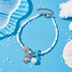 Armband mit Schildkrötenanhänger aus Zinklegierung im tibetischen Stil&nbsp;BJEW-JB09748