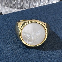 Offene Manschettenringe aus Messing und weißem Muschelhorn&nbsp;KK-CBA56EF-42D-G