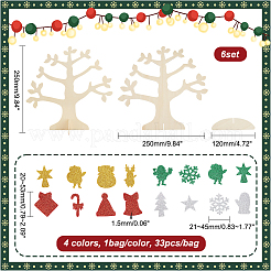 6 kit de décoration d'arbre de Noël en bois brut 3D&nbsp;DIY-NB0008-65