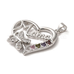 Pendentifs en laiton avec micro pavé de zircone cubique pour la fête des mères&nbsp;ZIRC-P114-01P