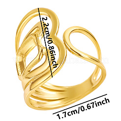 Elegante anello polsino in acciaio inossidabile 304 a forma di cuore irregolare per donna&nbsp;BB8988-2
