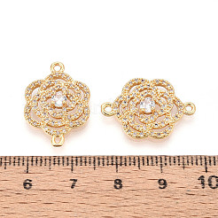 Breloques/liens en laiton pavé de zircones cubiques transparentes&nbsp;KK-T077-67G