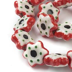 Porcelaine main perles de fleurs brins&nbsp;PORC-G006-16B
