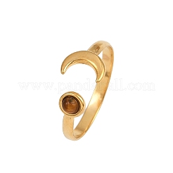 Offene Manschettenringe aus 304er Edelstahl mit gefärbtem Tigerauge für Damen&nbsp;RJEW-K303-11G