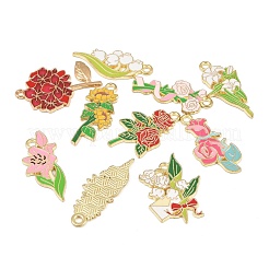 10pcs 10 styles de pendentifs en émail en alliage&nbsp;ENAM-L054-01G