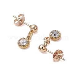 Orecchini pendenti con strass in acciaio inossidabile 201 tondi piatti per donna&nbsp;EJEW-JE05920