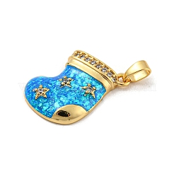 Colgantes de circonita cúbica micro pavé de latón navideño&nbsp;KK-H468-02B-02G