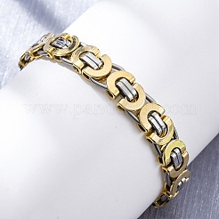 Bracelets à chaîne byzantine en acier inoxydable 304 pour femmes et hommes&nbsp;BJEW-R018-22GP-02