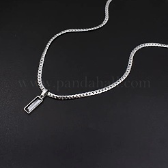 Colliers à pendentif rectangulaire en acier inoxydable 304 avec chaîne serpent en zircone cubique&nbsp;FS-WGB1AC9-01