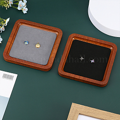 Quadratisches Schmuck-Aufbewahrungstablett aus Holz mit Mikrofaser-Stoffmatte im Inneren&nbsp;ODIS-WH0030-37B-03