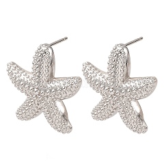 Pendientes de estrella de mar de latón&nbsp;EJEW-H165-02A-P