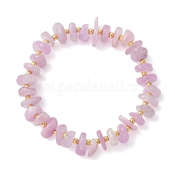 Pulseras elásticas para mujer con chips de kunzita natural y cuentas de latón.&nbsp;BJEW-JB14005