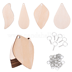 DIY Blatt & Tropfen Pappelholz große Anhänger Schlüsselanhänger Herstellung Kits&nbsp;DIY-YW0011-58