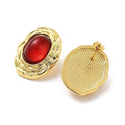 Boucles d'oreilles à tige ovales en laiton plaqué rack&nbsp;EJEW-M029-06G-01