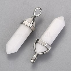 Natürliche weiße Jade-Doppelend-Spitzanhänger&nbsp;X-G-F295-04H