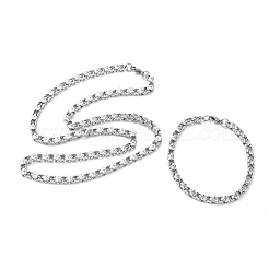 Sets aus Halsketten und Armbändern mit Blumengliederketten aus Edelstahl 304&nbsp;SJEW-D091-04P