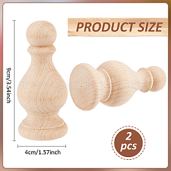 Poteau de tête en bois de hêtre&nbsp;WOOD-WH0124-126D