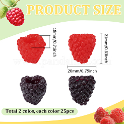50 stücke 2 farben pvc kunststoff simulation raspberry&nbsp;AJEW-PH0007-90