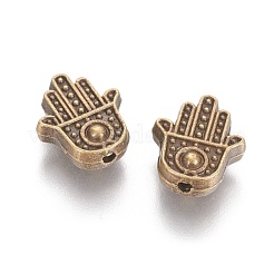 Aleación de estilo tibetano hamsa mano / mano de fatima / mano de miriam beads&nbsp;TIBEB-7722-AB-NR