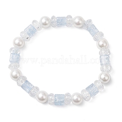 Braccialetti elastici con perle di vetro craquelé e conchiglie per donna&nbsp;BJEW-JB12384-02
