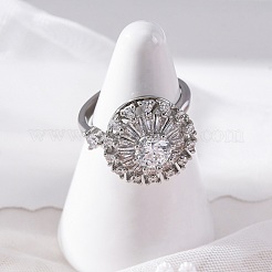 Drehbare offene Manschettenringe mit Sonnenblumenmotiv für Damen&nbsp;RJEW-C118-10P