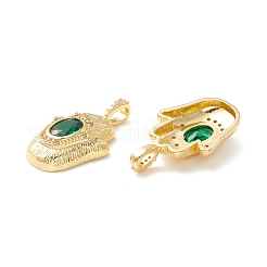 Placage en rack laiton micro pavé vert citron pendentifs en zircone cubique&nbsp;KK-D073-09G