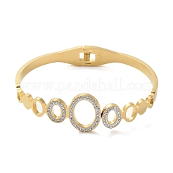 Brazaletes con bisagras ovaladas huecas de circonita cúbica transparente micropavé de acero inoxidable 304 para mujer&nbsp;BJEW-E099-02G
