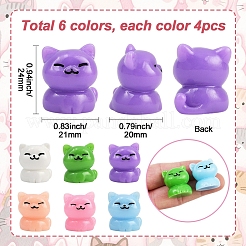 24 pz. 6 decorazioni per esposizione a forma di gatto in plastica colorata&nbsp;DJEW-SP0001-14