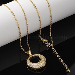 Collane con pendente da donna in ottone con micro pavé di zirconi cubici&nbsp;LS-NJEW-U020-01G-01