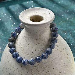 Natürliche blaue Fleck Jaspis Perlen Stretch-Armbänder&nbsp;BJEW-Q692-35-8mm
