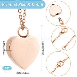 Collares colgantes de ataúd cinerario con forma de corazón de acero inoxidable&nbsp;DIY-CN0003-41RG