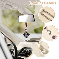 2 pendentif décoratif en onyx noir naturel&nbsp;HJEW-CA00066