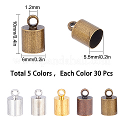 150 pièces 5 couleurs emembouts de cordon en laiton&nbsp;FIND-SC0002-83