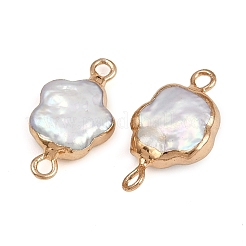 Natürliche Keshi-Perlen-Blumen-Verbinder-Charms&nbsp;KK-D423-06G