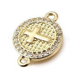 Ciondoli con connettori religiosi in ottone con micro pavé di zirconi trasparenti&nbsp;KK-G602-07G-01
