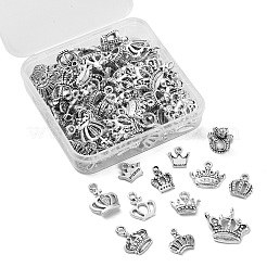 120 pièces 12 styles breloques de couronne en alliage de style tibétain&nbsp;TIBEP-CJ0002-01