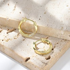 Pendientes de aro con micropavé de circonita cúbica transparente y latón retorcido&nbsp;EJEW-D311-006G