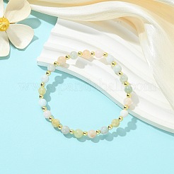 Pulseras elásticas de morganita natural y hematita sintética no magnética para mujeres y hombres.&nbsp;BJEW-JB13681
