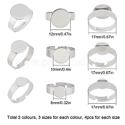 24 Stück 6 Stil verstellbare Pad-Ring-Einstellungen aus Edelstahl 304&nbsp;STAS-SC0004-75