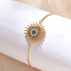 Sonnen-Armbänder aus Messing mit Mikropflaster und Zirkonia&nbsp;KK-R217-49G-01