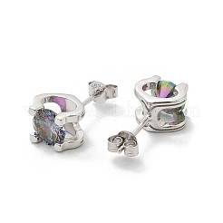925 aretes de plata de ley con rhinestone y moissanita&nbsp;EJEW-U042-02P